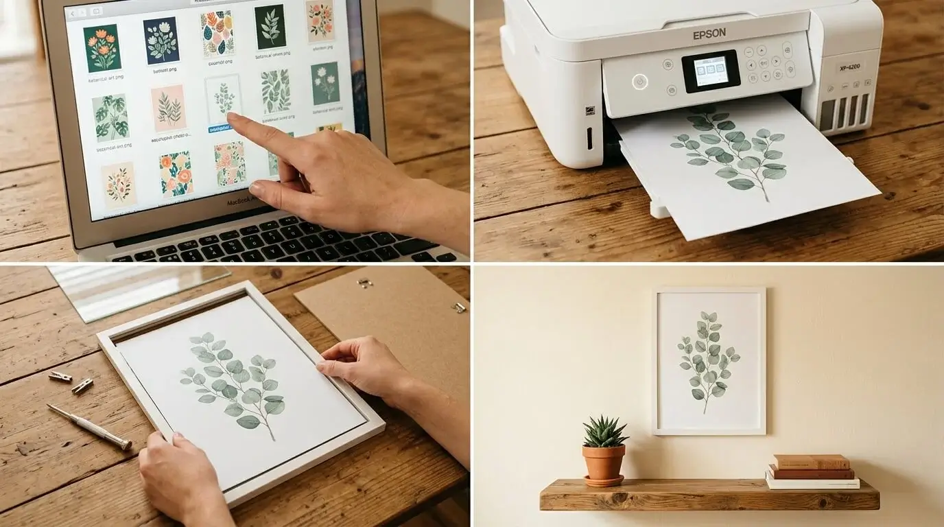 Proceso: elige, imprime, enmarca, vende